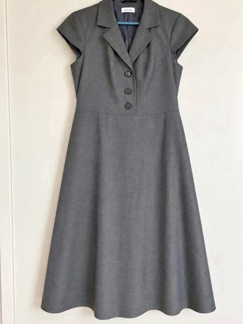 Calvin Klein Gray Pleated Midi Dress